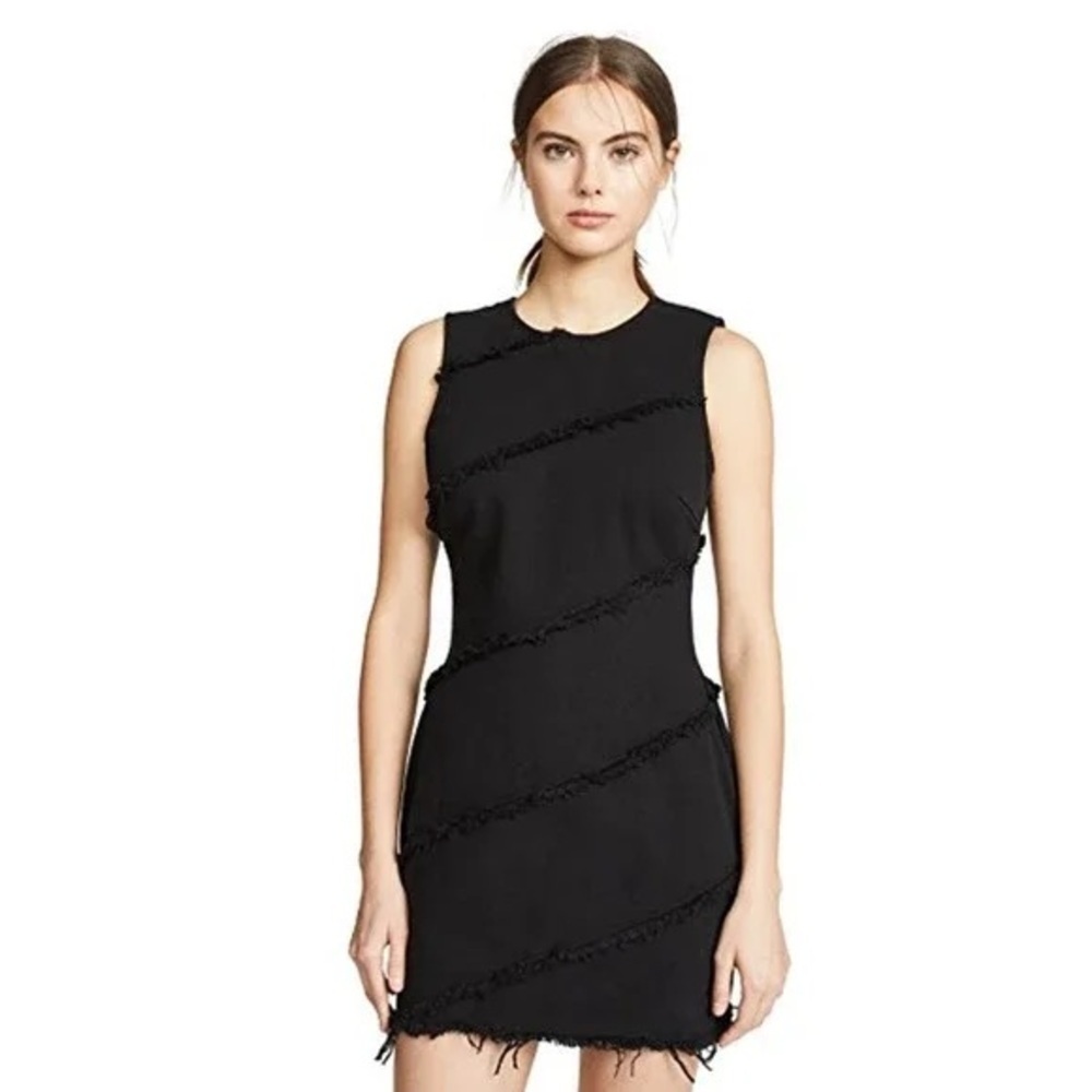 Alexander Wang black denim mini dress with frayed detail - size 8 (Medium)